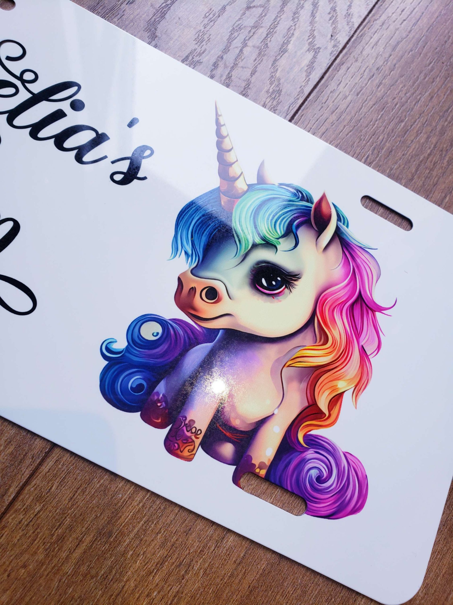 Personalised Unicorn Door Plaque – Colourful Kids Bedroom Sign - Image 3
