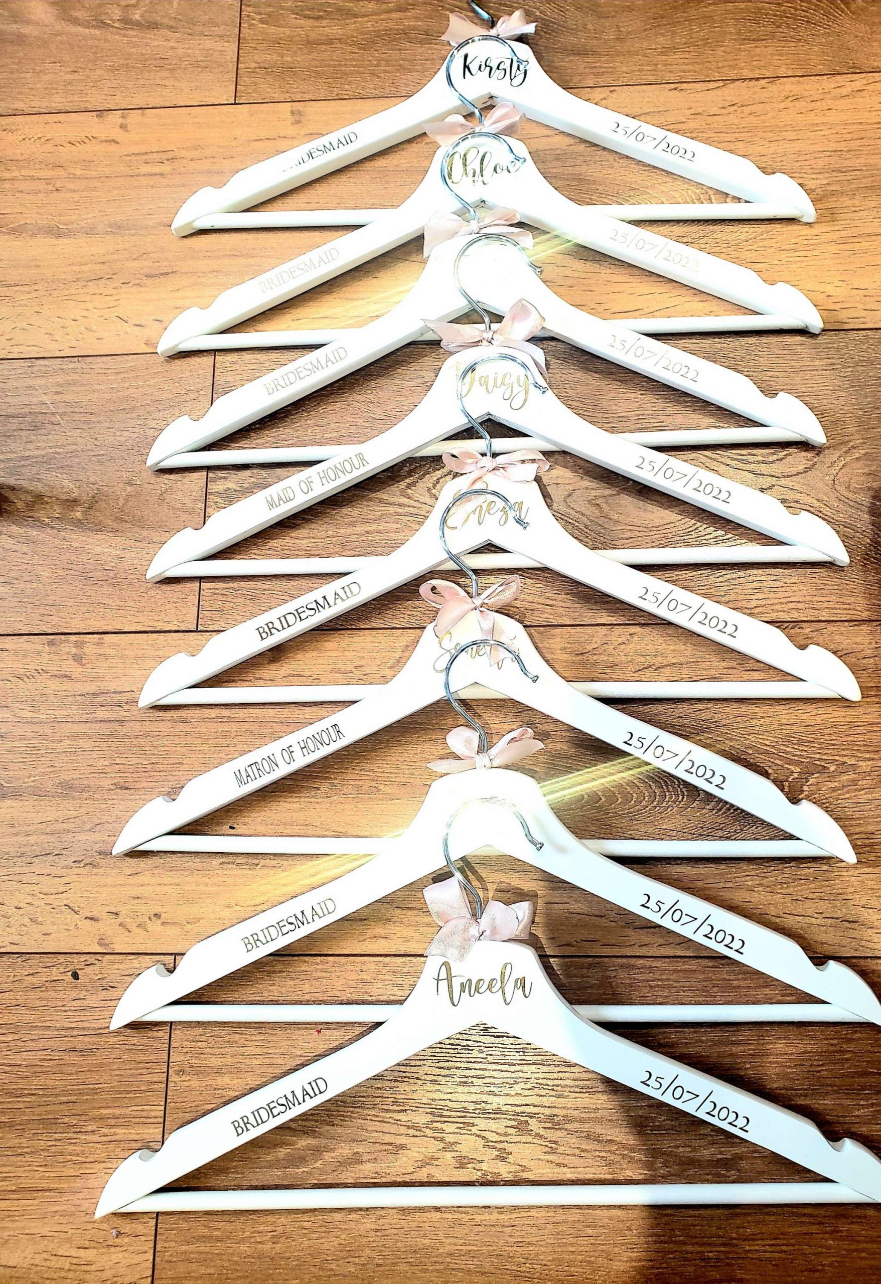 Personalised Wedding Dress Hanger – Custom Name, Role & Date