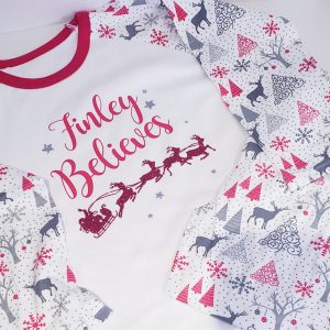 Personalised Believe Reindeer Children's Pyjamas