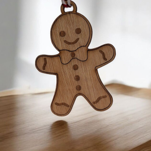 Personalised Gingerbread Man Engraved Wooden Bauble