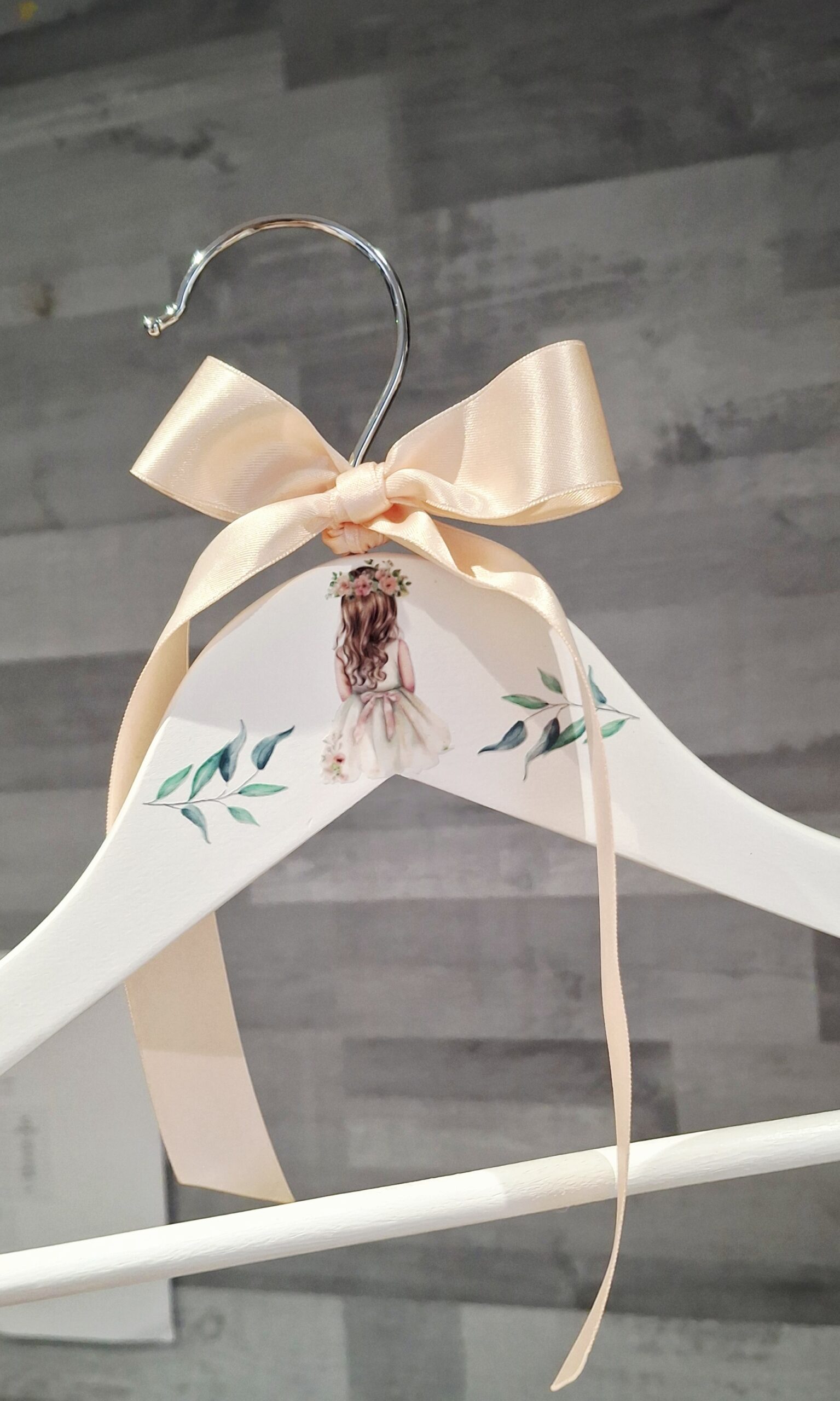 Flower Girl White Wooden Hanger - Image 3