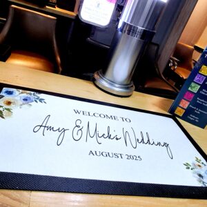 Personalised Bar Mat With Floral Boarder