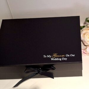 Personalised Black A4 Magnetic Gift Box for Groom – Wedding Day Gift with Romantic Verse