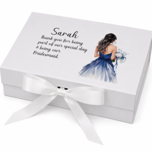 Personalised a4 white deep magnetic gift box with bridesmaid image